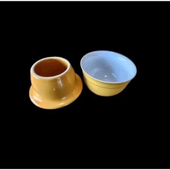 Emile Henry Ceramic Butter Bowl Dish Mustard Yellow Made In France - Picture 2 of 11